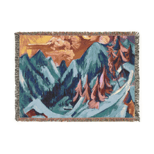 Woven Blanket 52"x37" Mountain Great Gift