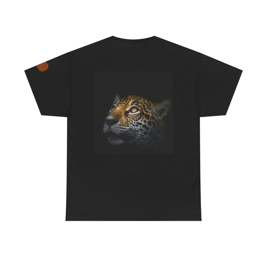 Unisex Heavy Cotton Tee - Fierce Leopard Design - Perfect for Wildlife Lovers