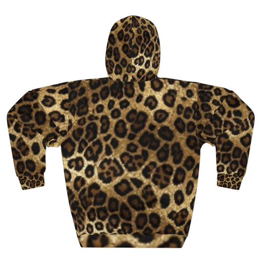 Stylish Leopard Print Unisex Pullover Hoodie - Cozy Fashion for Everyday Wear