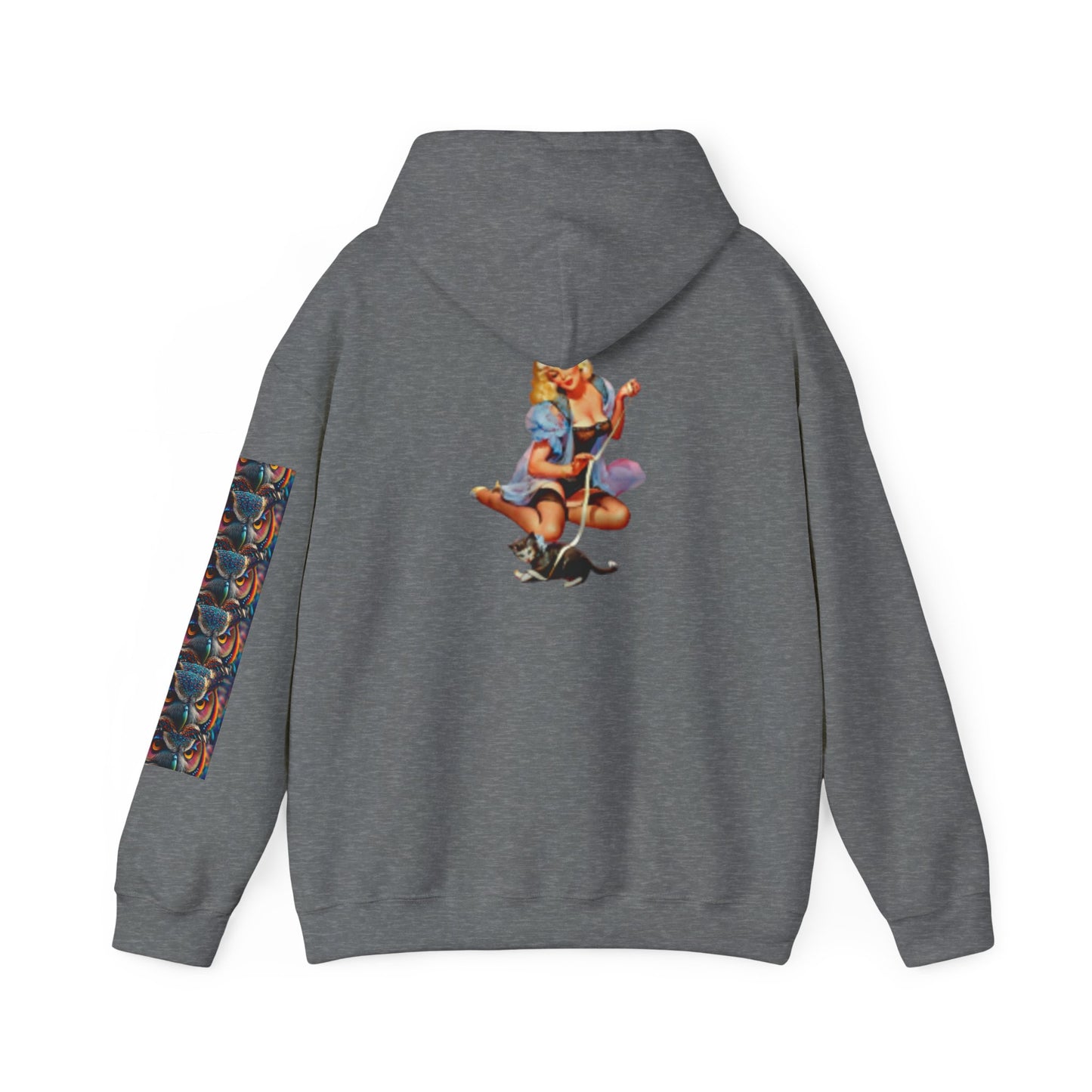 Sudadera con capucha retro de mujer sexy con lencería con un gato