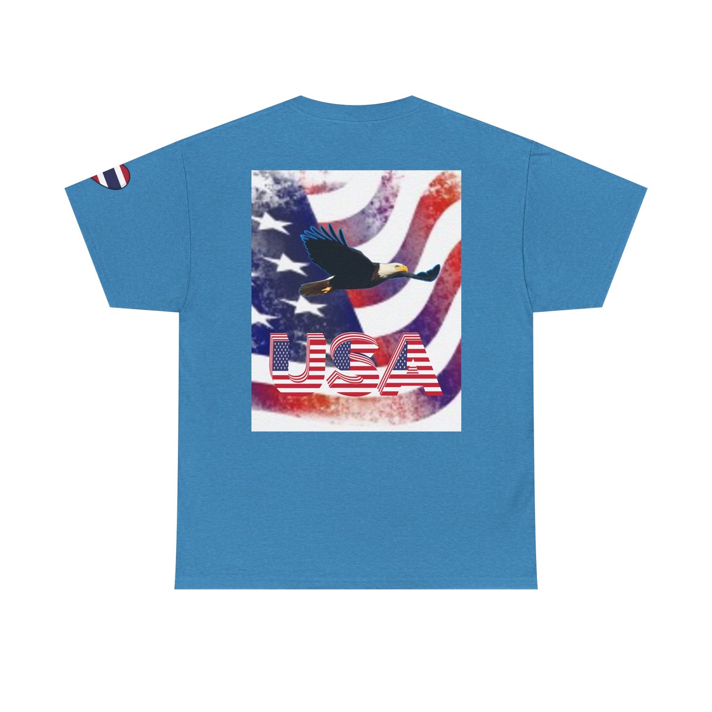 Camiseta unisex de algodón grueso USA Pride - Diseño de puño patriótico y águila 