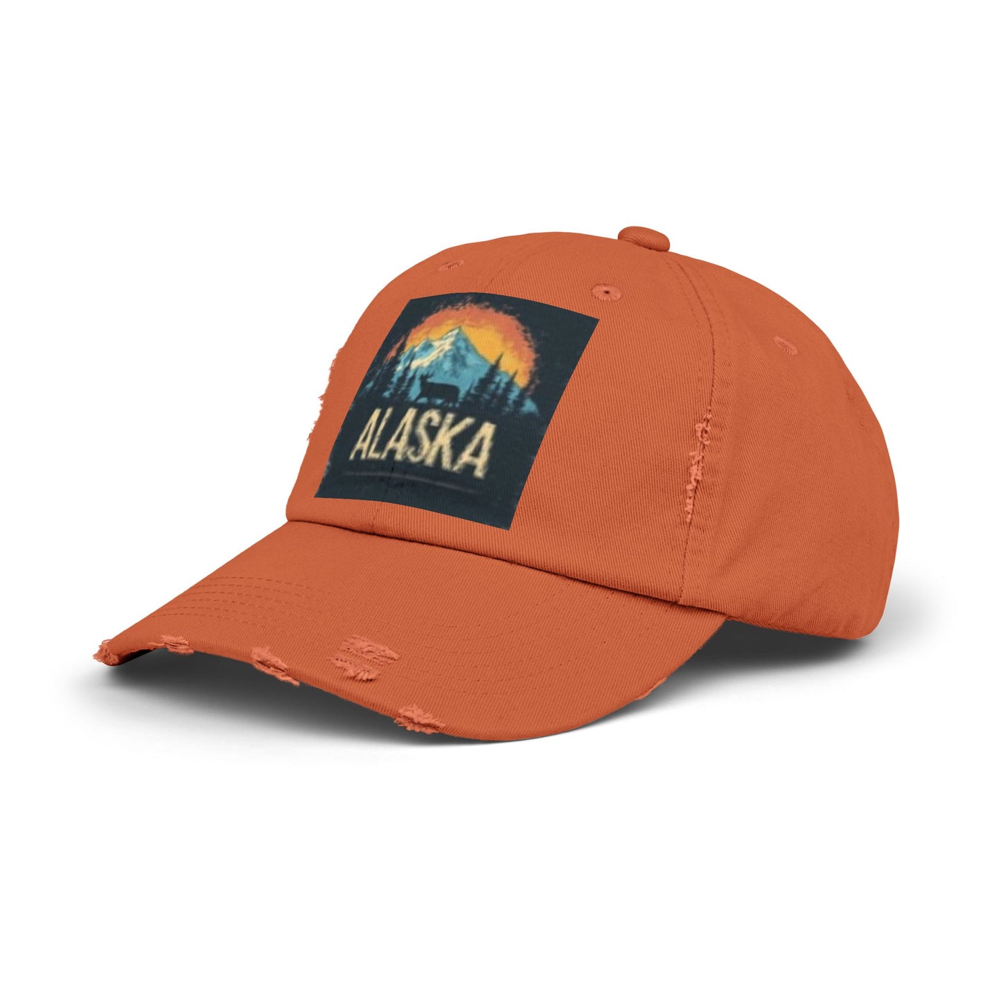 Casquette unisexe vieillie – Chapeau graphique vintage des montagnes de l'Alaska 