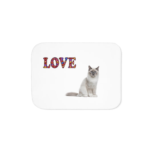 Sherpa Blanket, Two Colors Cat Love