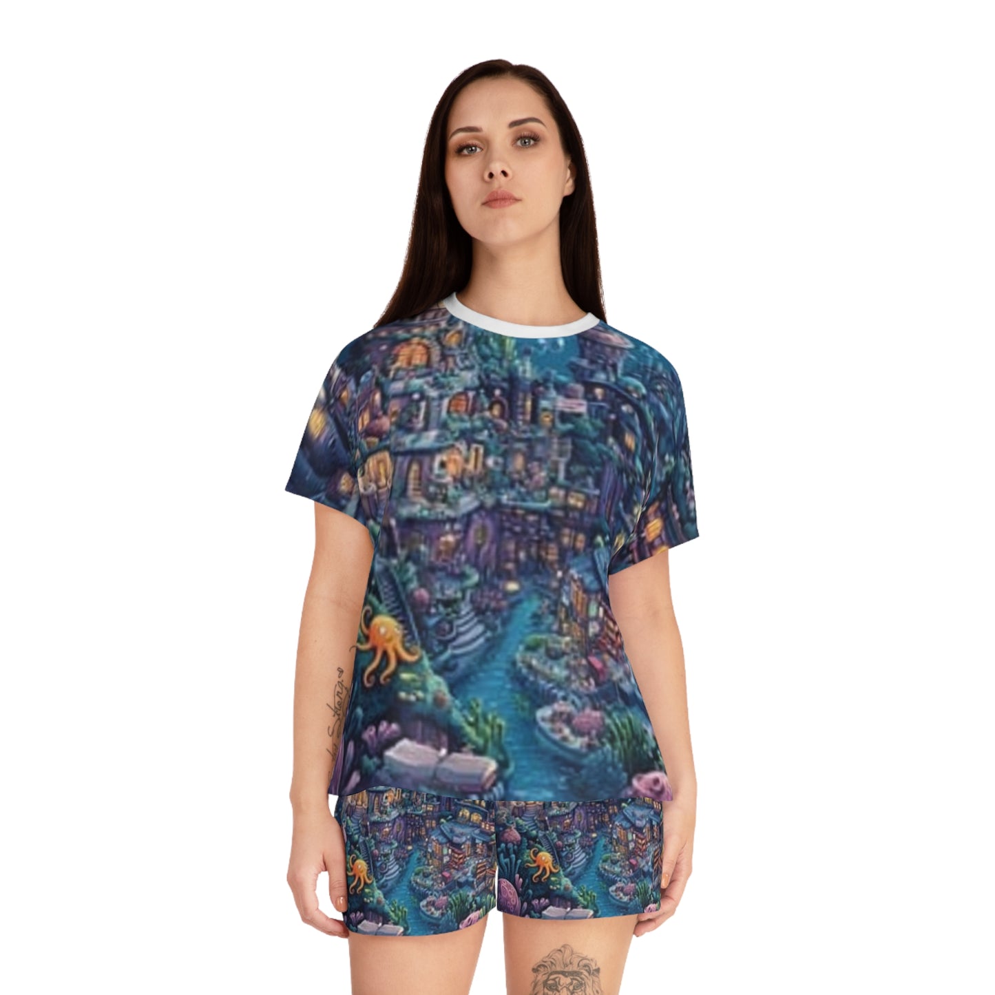 Women's Short Pajama Set Ocean Very Colorful Cozy