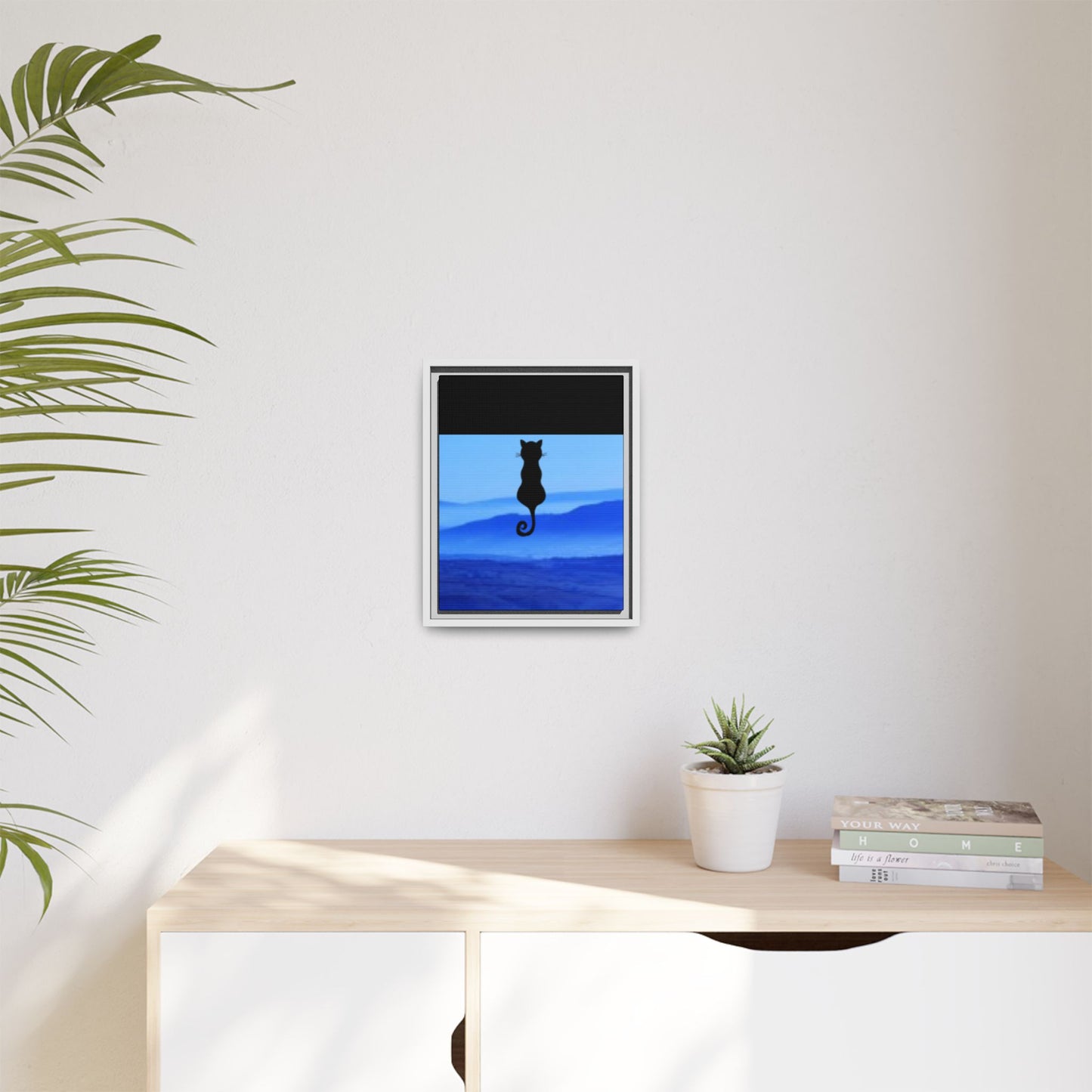 Framed Cat Silhouette Art Print, Wall Decor, Cat Lover Gift, Home Office Art, Pet Memorial