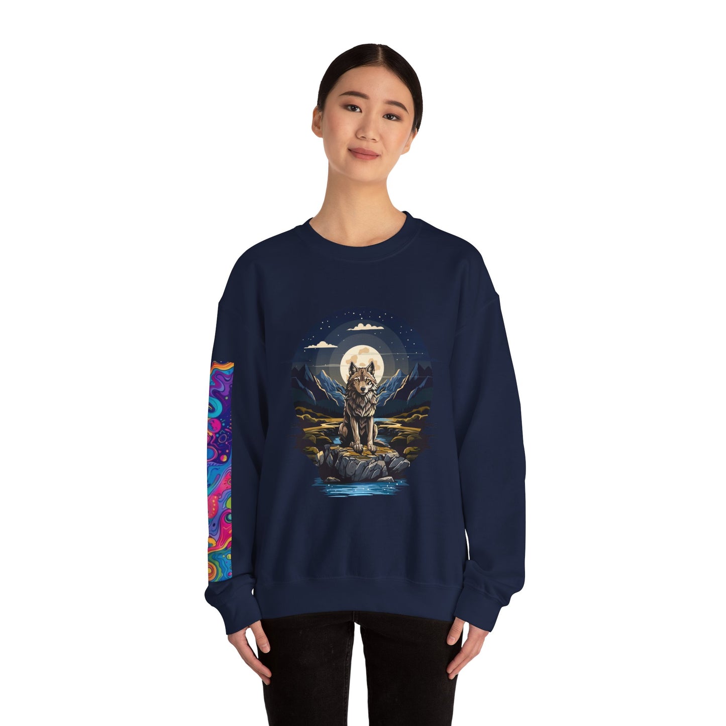 Artistic Animal Print Unisex Crewneck Sweatshirt - Bold Designs for Dog and Wolf Lovers