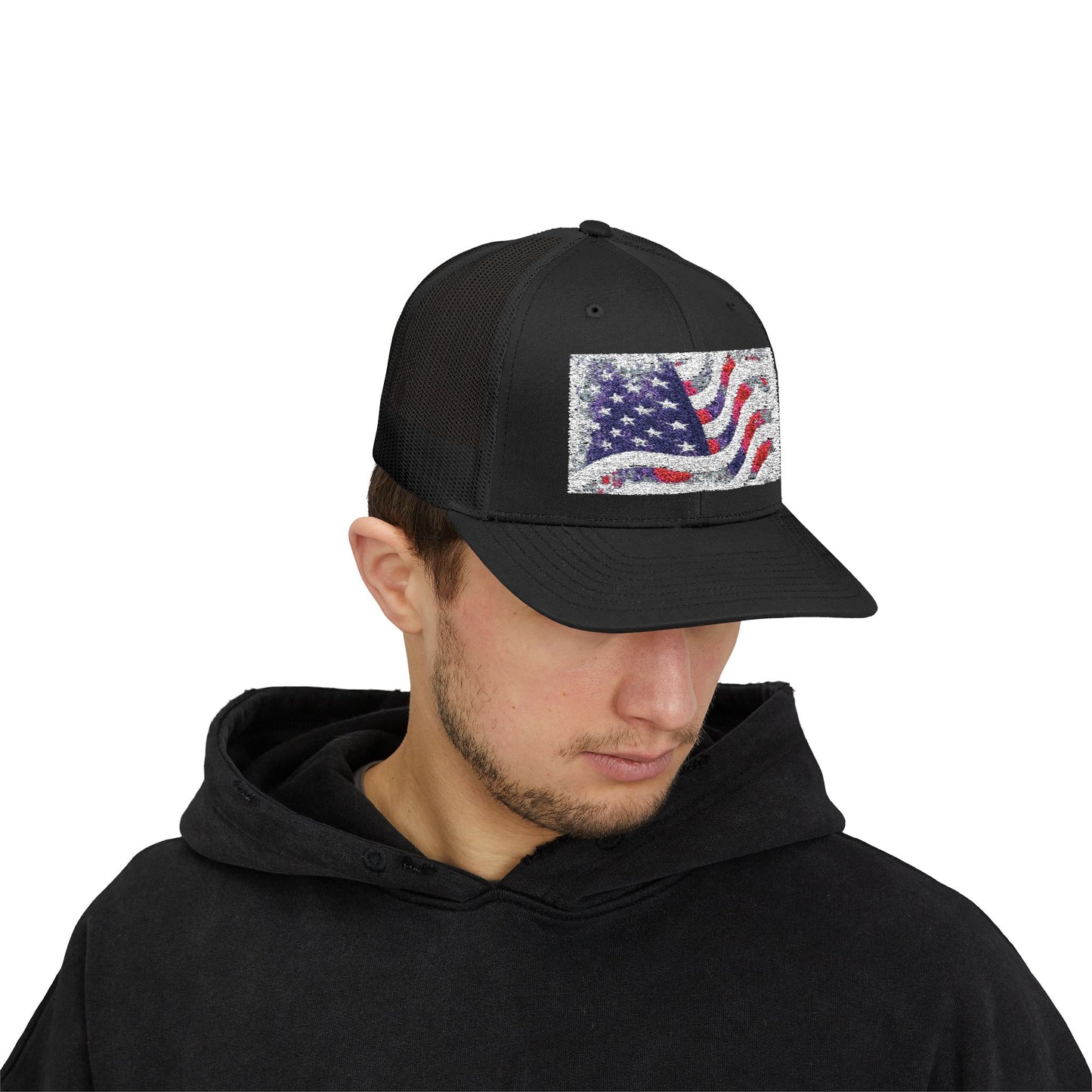 Casquette snapback patriotique style camionneur – Motif drapeau américain 