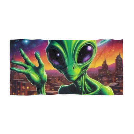 Serviette de plage verte Alien Les enfants adoreront la serviette à New York