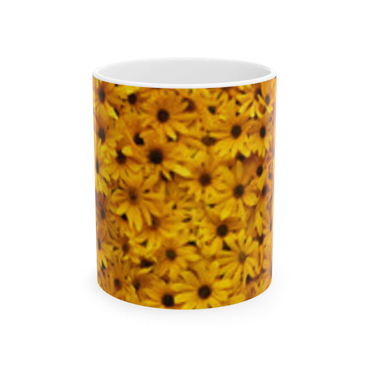 Taza de cerámica con flores brillantes - Taza de café de 11 oz y 15 oz 
