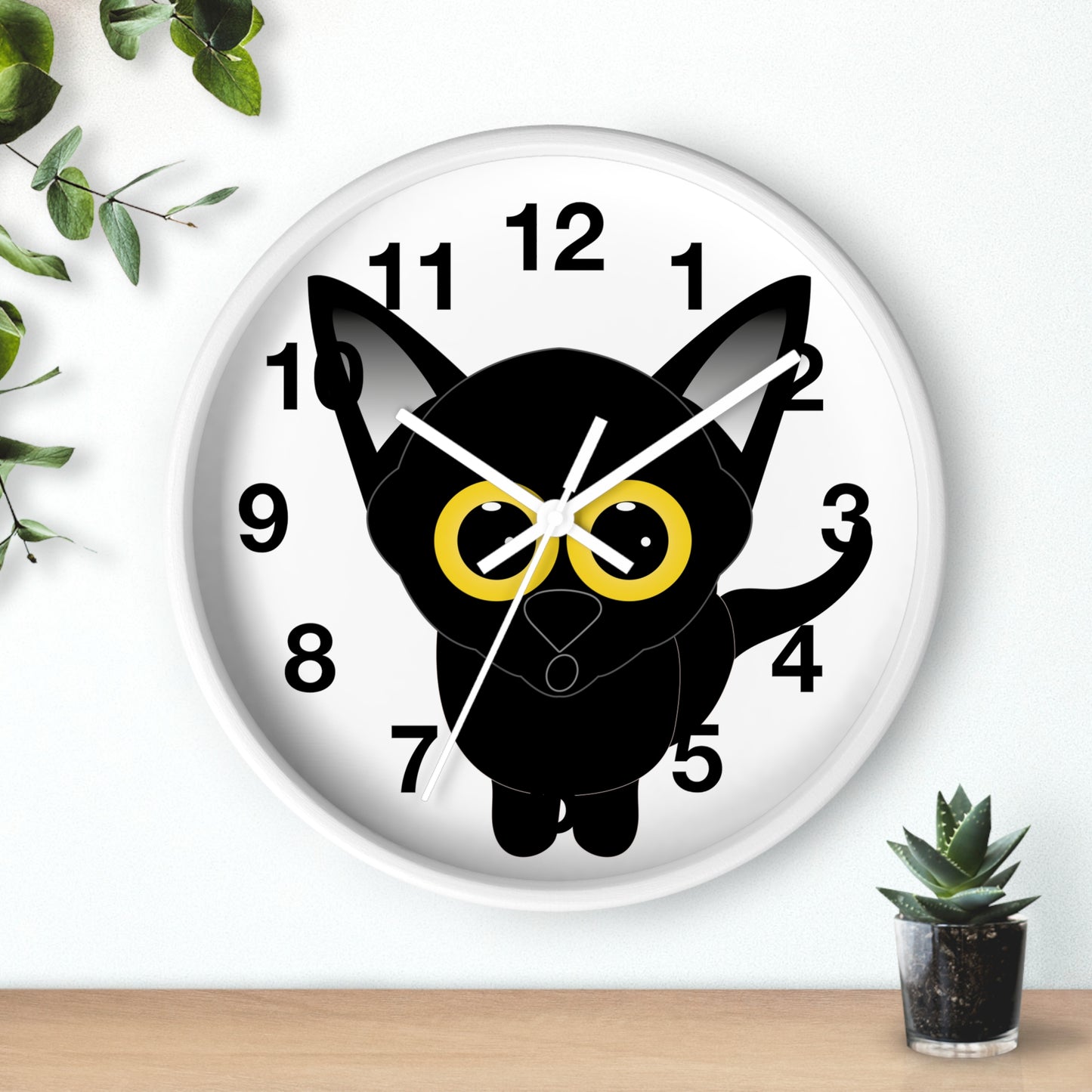 Reloj de pared Gato Negro con Ojos Grandes
