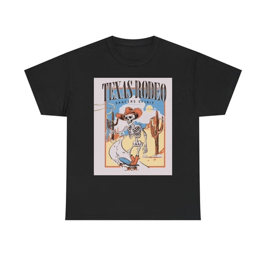 Texas Rodeo Unisex Heavy Cotton Tee - Skeleton Design T-Shirt