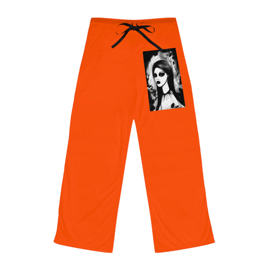 Gothic Girl & Pumpkin  Women's Pajama Pants Pajama Party on Halloween!