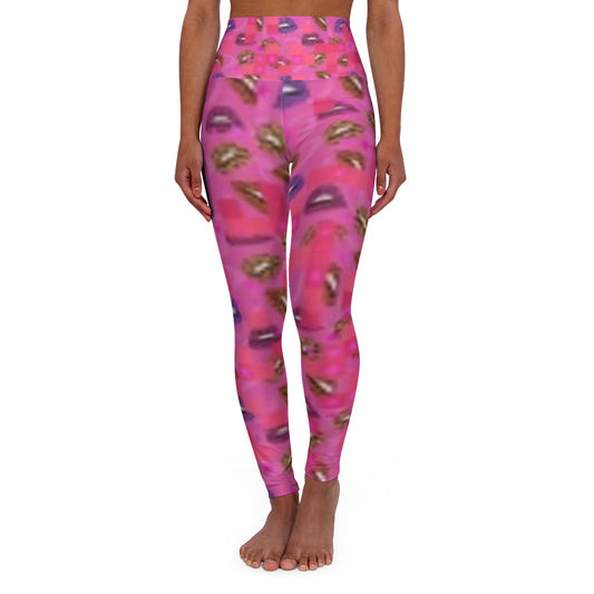 Kiss Print High Waisted Yoga Leggings - Comfortable & Stylish Activewear
