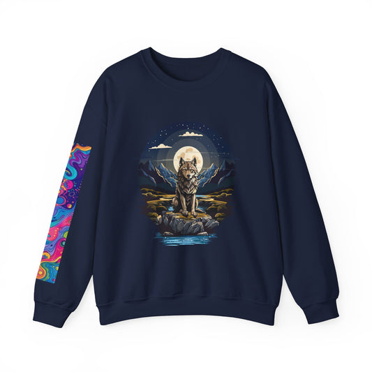 Artistic Animal Print Unisex Crewneck Sweatshirt - Bold Designs for Dog and Wolf Lovers