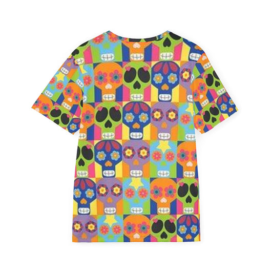 Colorful Skull Sports Jersey - Men's Performance Tee for Festivals & Celebrations