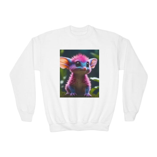 Sweat-shirt ras du cou pour jeunes avec adorable imprimé créature fantastique 