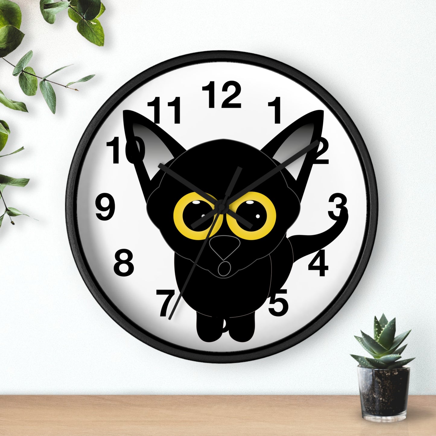 Reloj de pared Gato Negro con Ojos Grandes