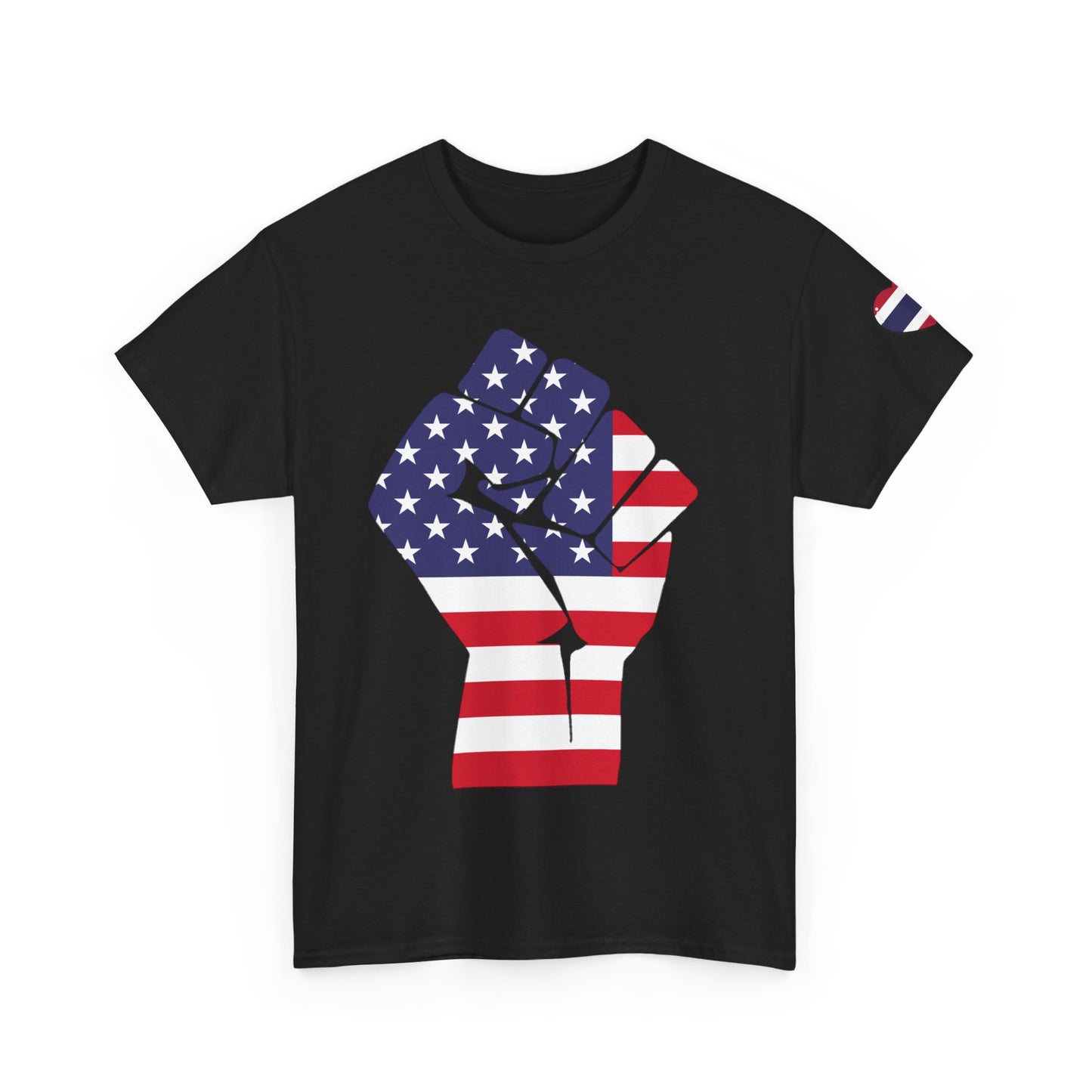 Camiseta unisex de algodón grueso USA Pride - Diseño de puño patriótico y águila 