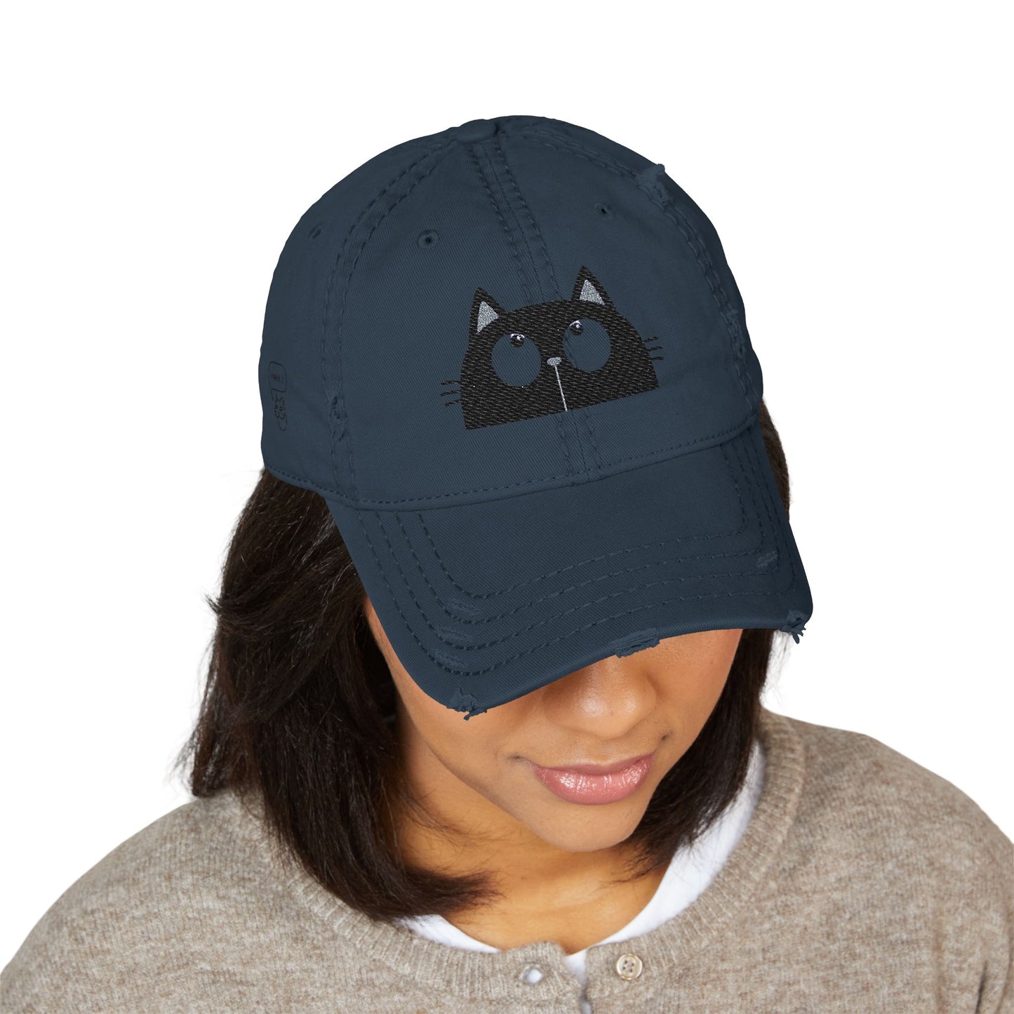 Distressed Cat Dad Hat - Embroidered, Casual Style for Cat Lovers
