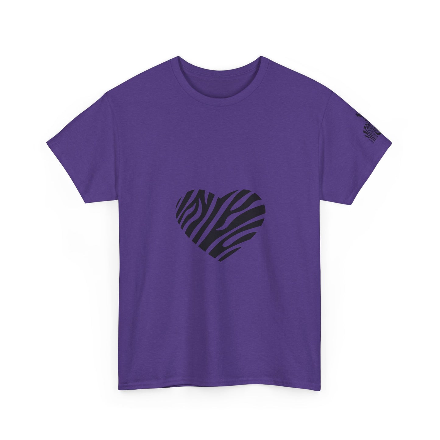 Camiseta unisex de algodón grueso con corazón de cebra: camiseta con gráficos llamativos para amantes de los animales