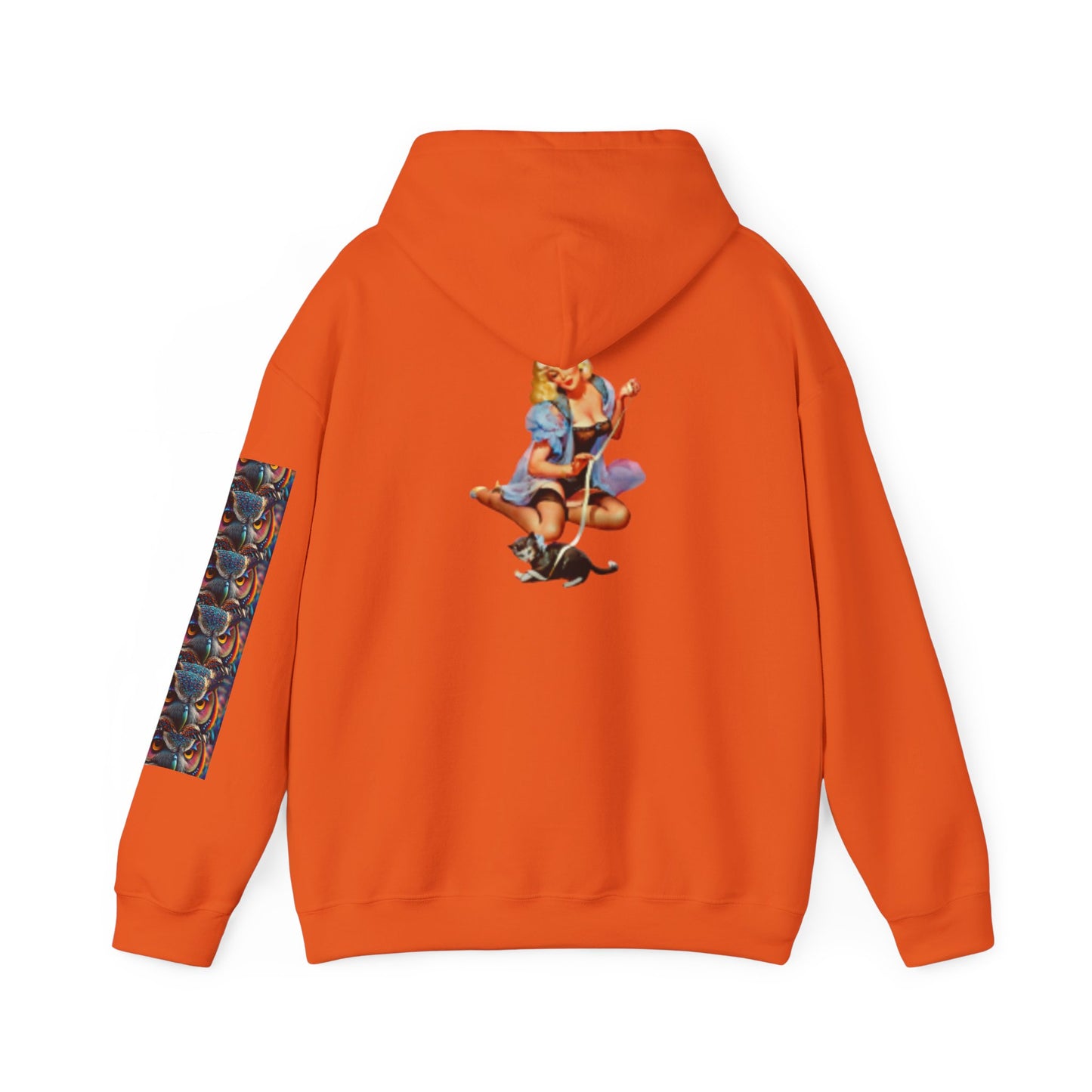 Sudadera con capucha retro de mujer sexy con lencería con un gato