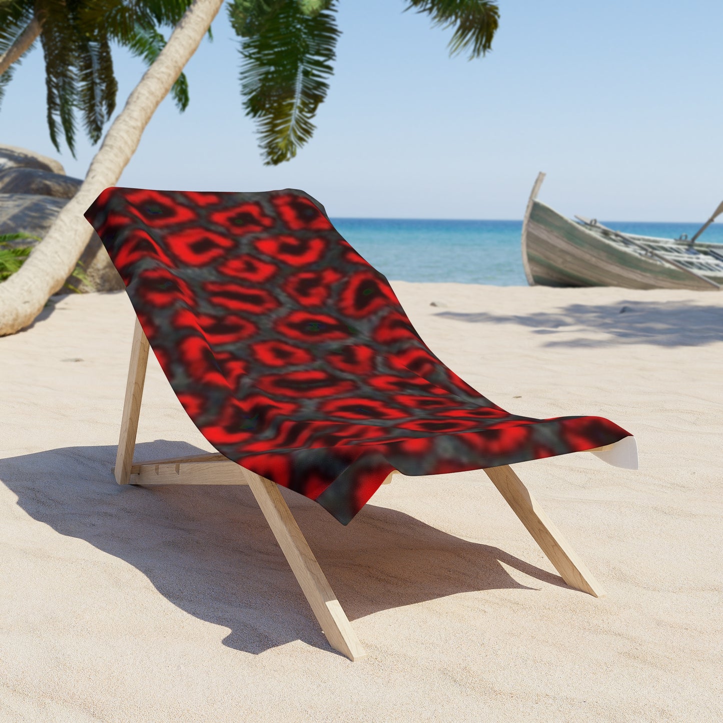 Serviette de plage à imprimé léopard rouge vif - Parfaite pour les piscines d'été et les journées à la plage