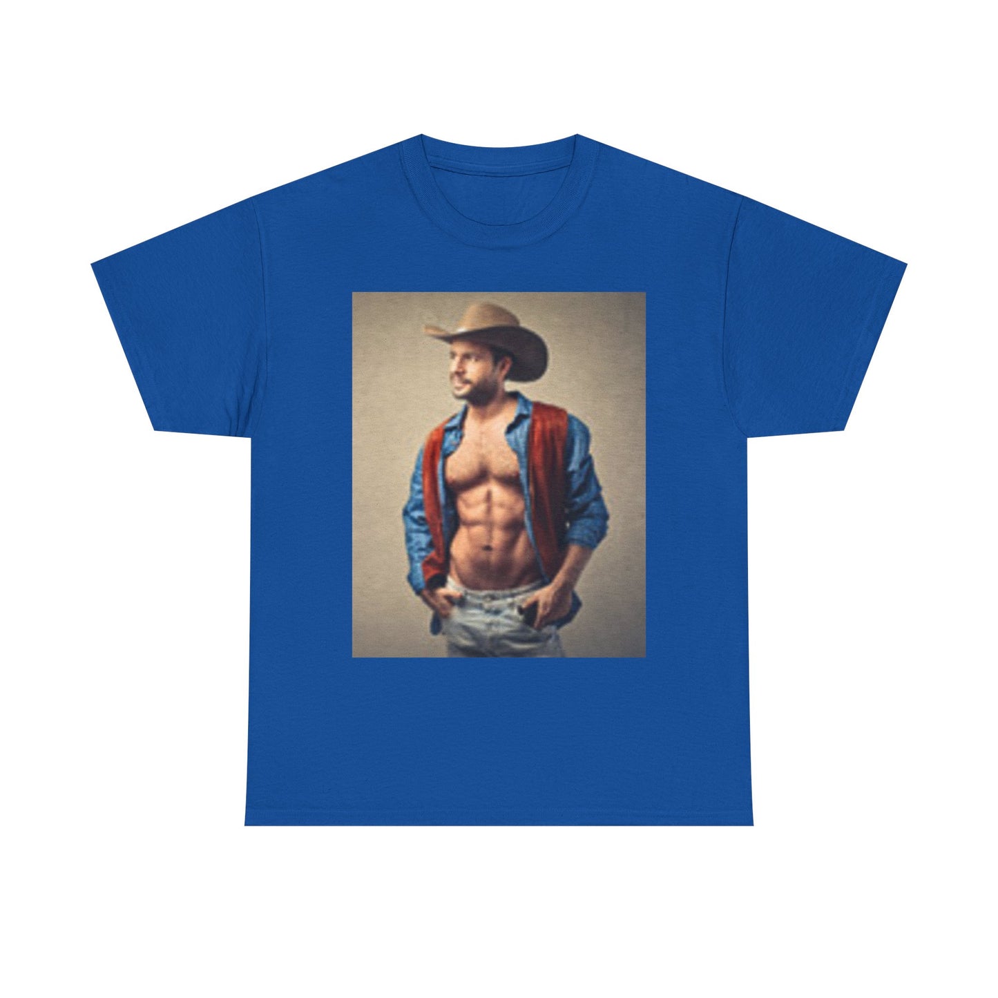 Handsome Cowboy with Muscles Chest Unisex Heavy Cotton Tee