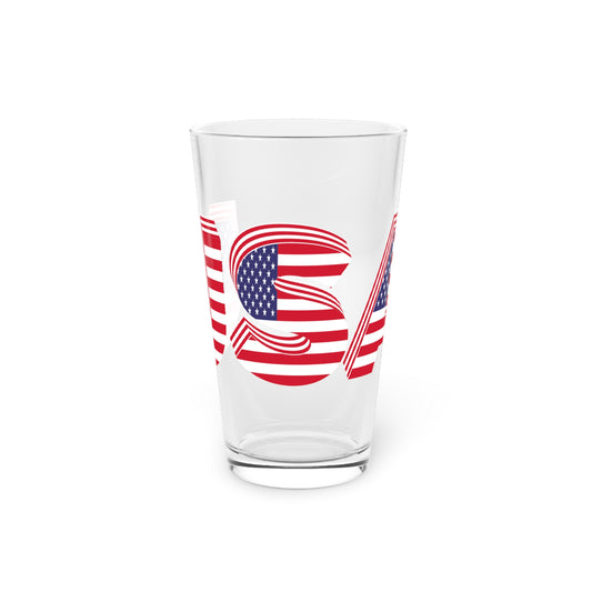 USA Flag Pint Glass - 16oz Drinking Glass for Celebrations and Events