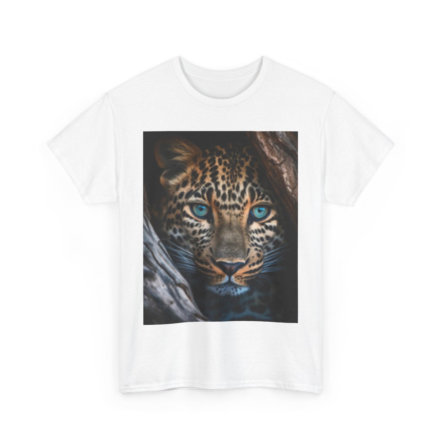 T-shirt unisexe en coton épais pour amoureux de la faune – Motif léopard féroce 