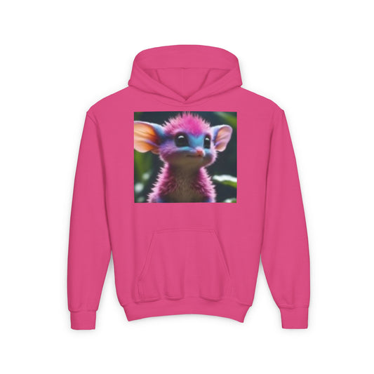 Youth Heavy Blend Hooded Sweatshirt Pink Mouse So Cute