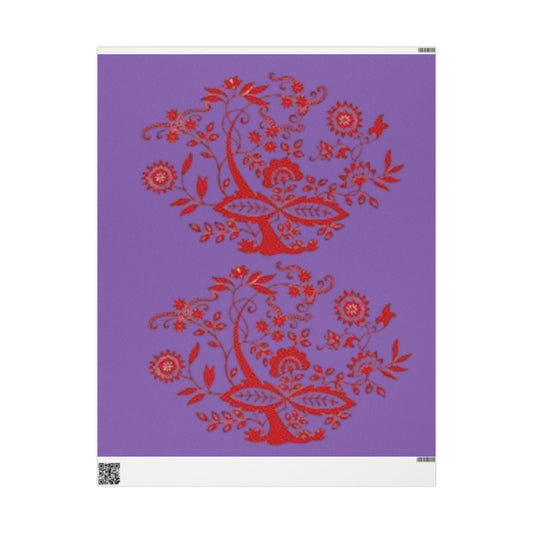Vibrant Floral Wrapping Paper for Gift Giving | Purple & Red Design | Perfect for All Occasions