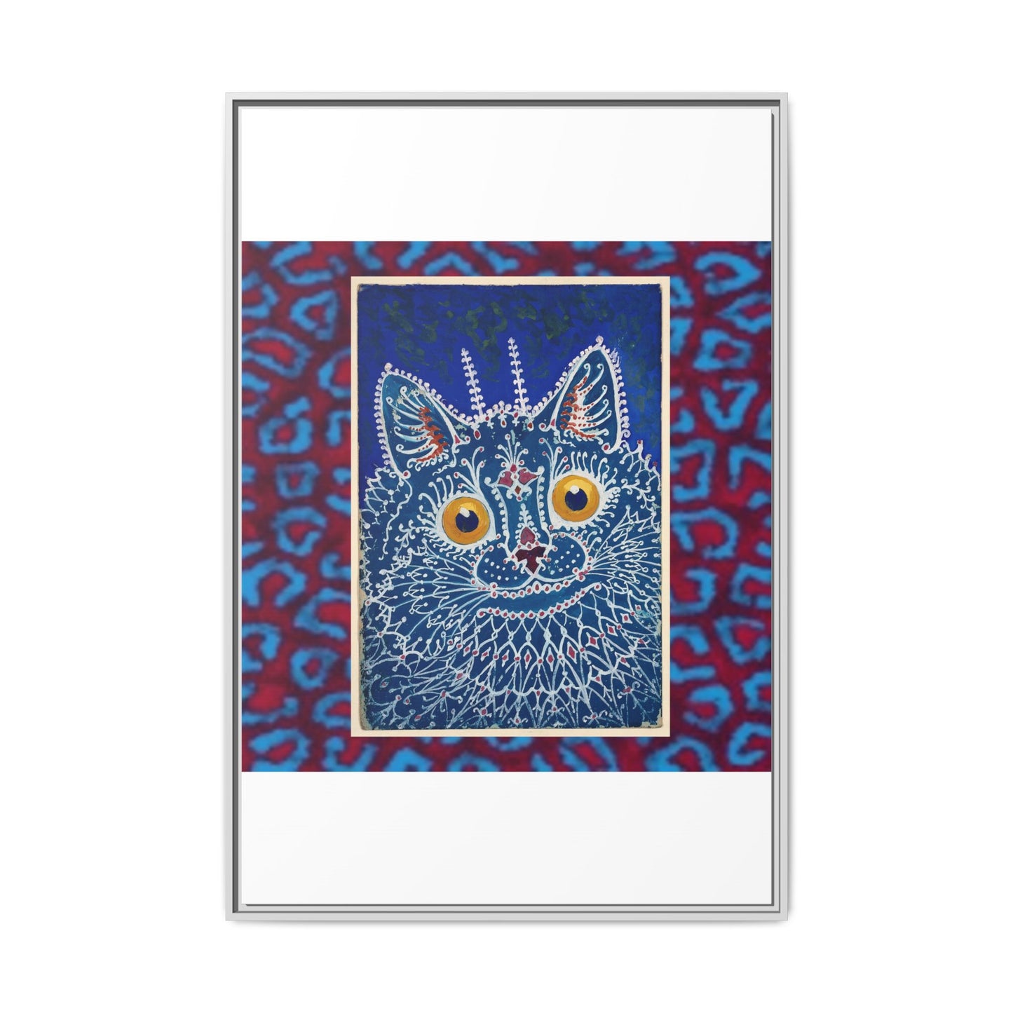 Colorful Cat Framed Matte Canvas Art - Whimsical Home Decor