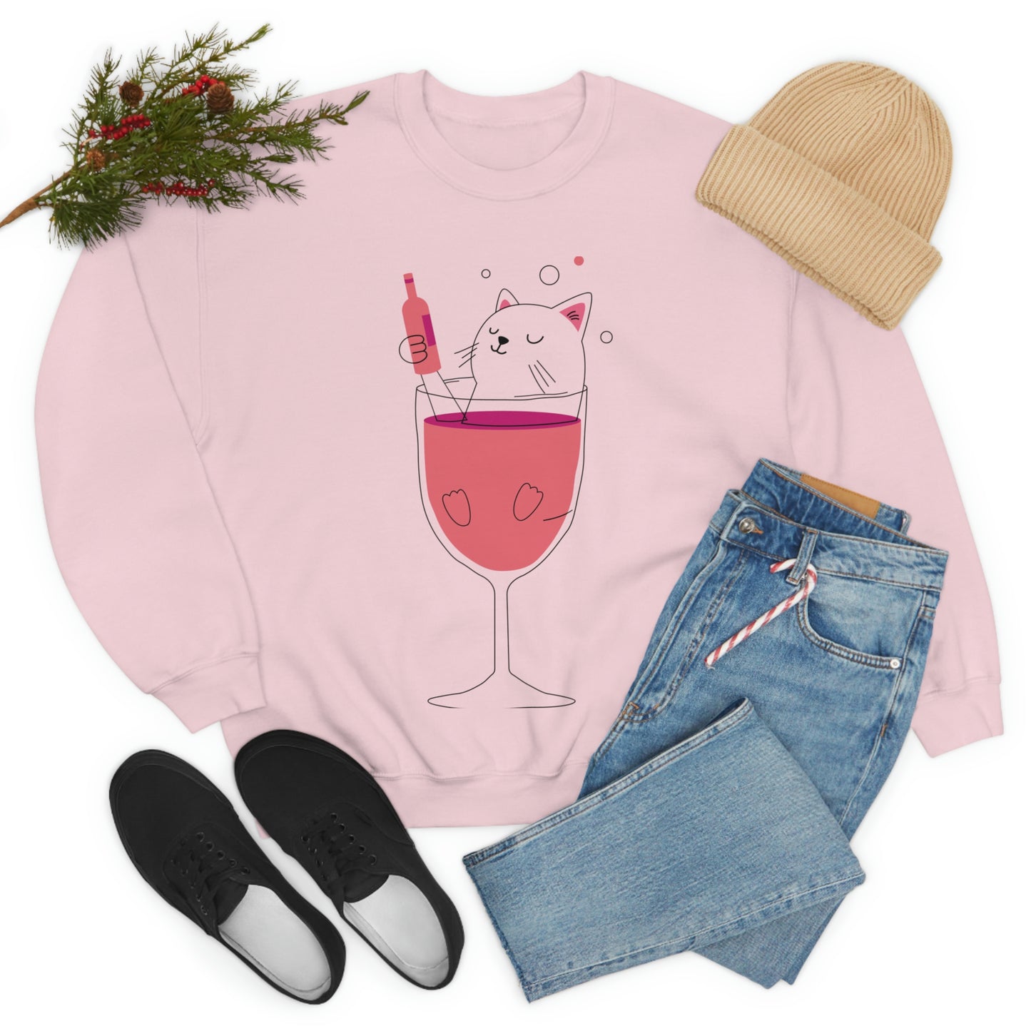 Cat in Wine Cup Drinking Sweatshirt My Sister Would Love This Gift!