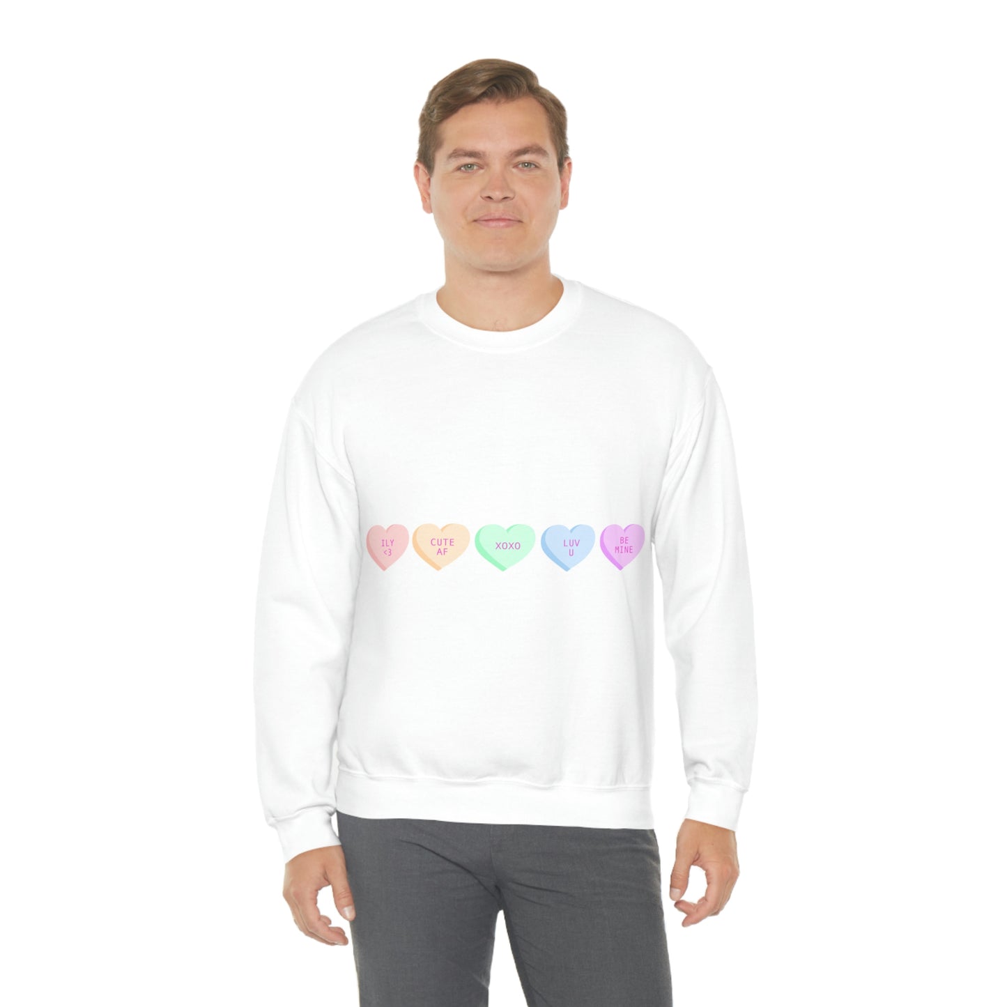 Sudadera con cuello redondo y corazones de caramelos ¡Me veo fabulosa!
