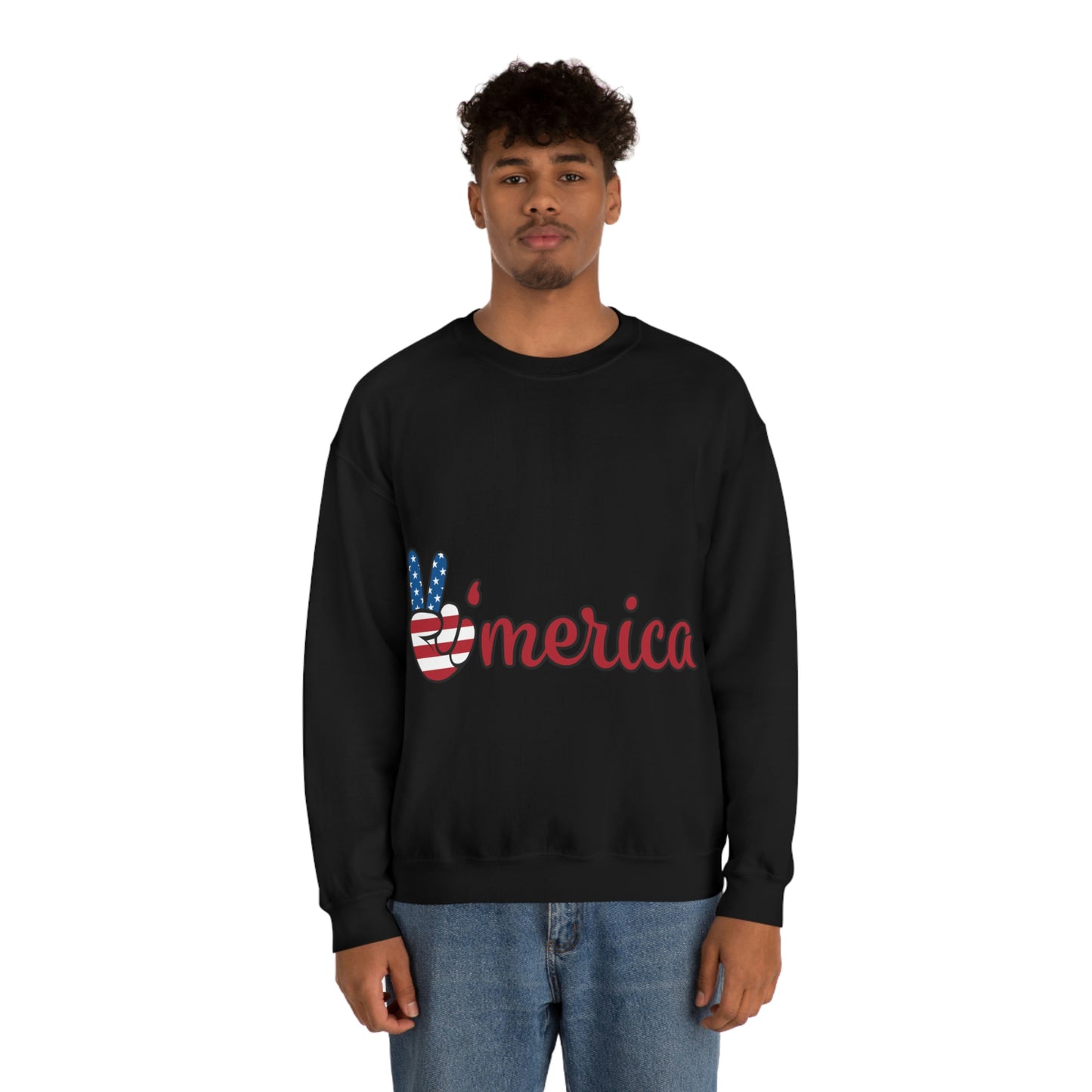 Sudadera de cuello redondo con el símbolo de la paz de Estados Unidos ¡Viajemos juntos!