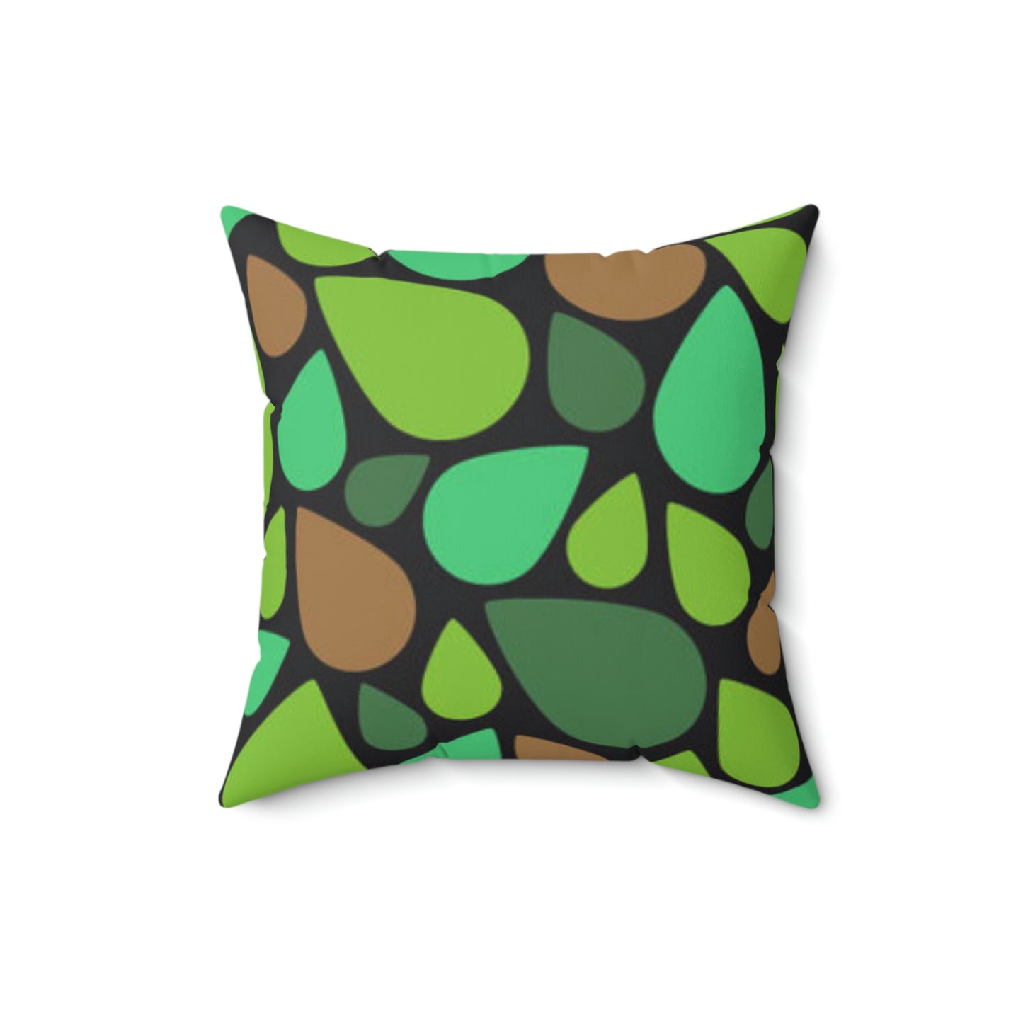 Green and Brown Teardrops Pillow Relaxing the Day Away