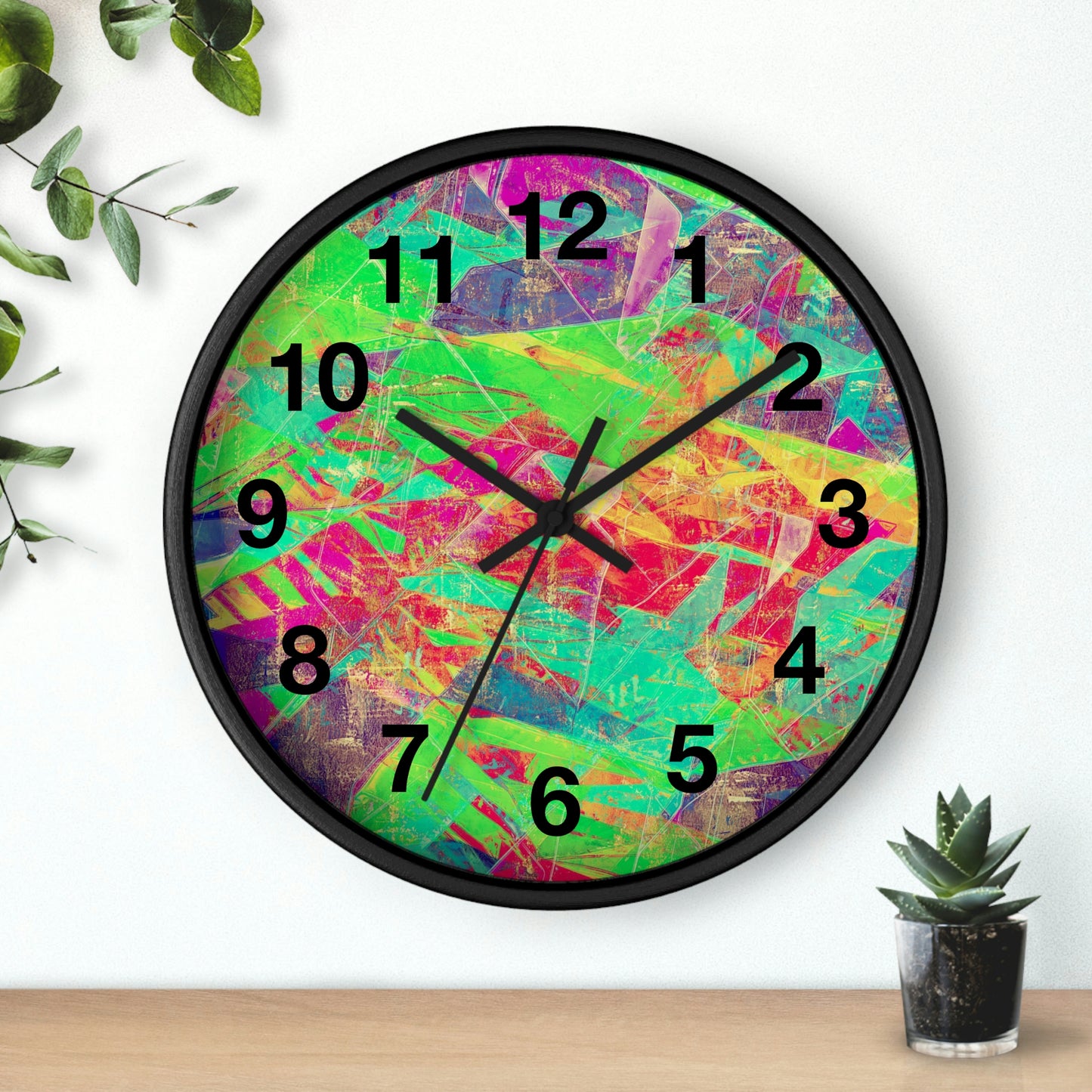 Pink Green Yellow  Purple Wall Clock Fabulous Wall Clock!