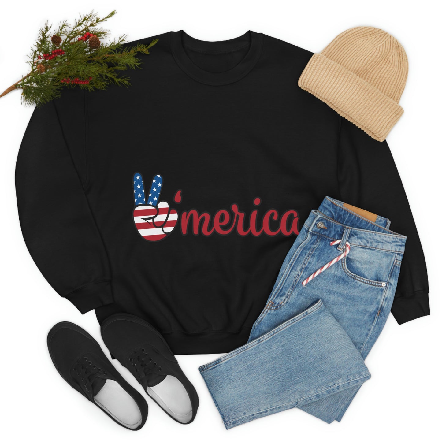 Sudadera de cuello redondo con el símbolo de la paz de Estados Unidos ¡Viajemos juntos!