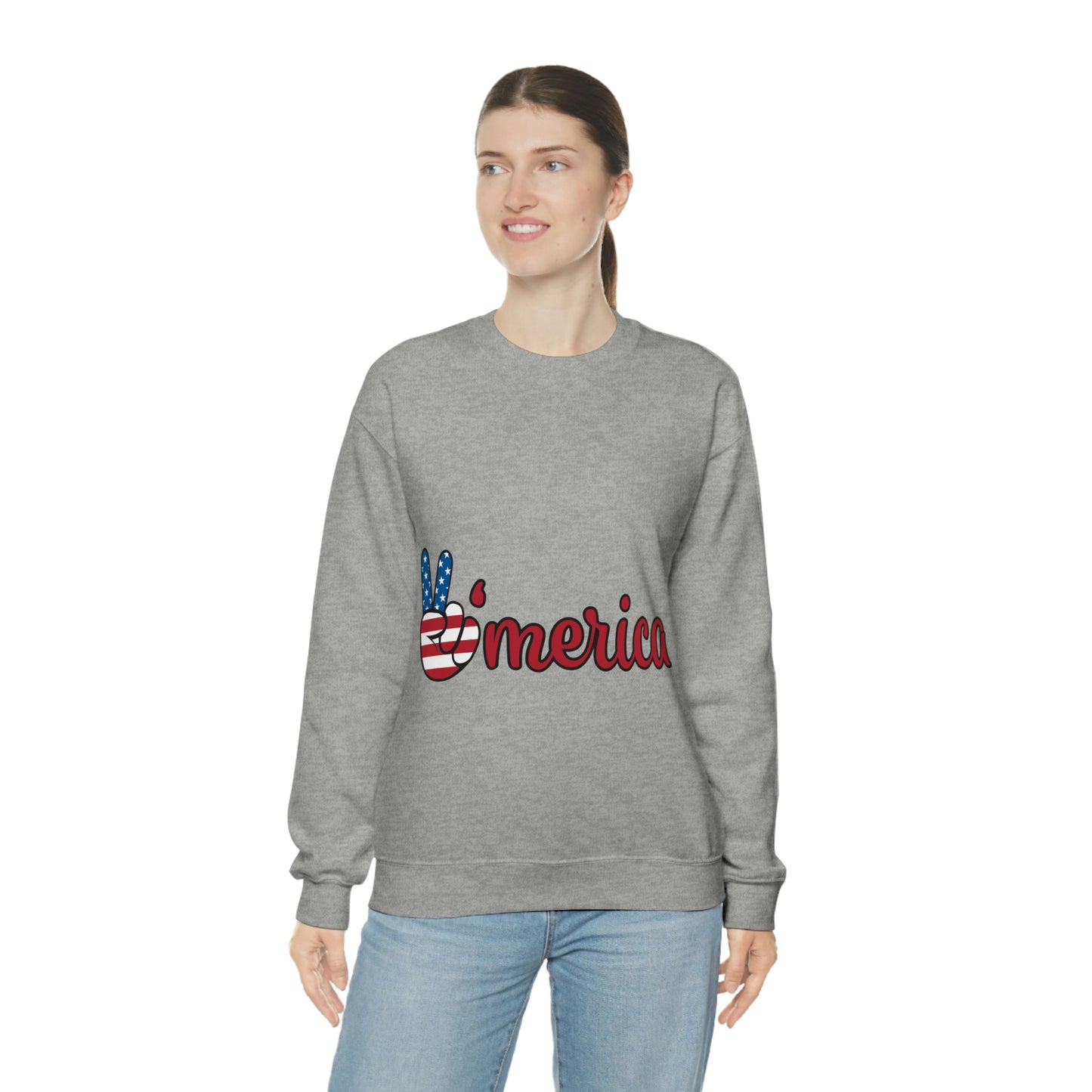 Sudadera de cuello redondo con el símbolo de la paz de Estados Unidos ¡Viajemos juntos!