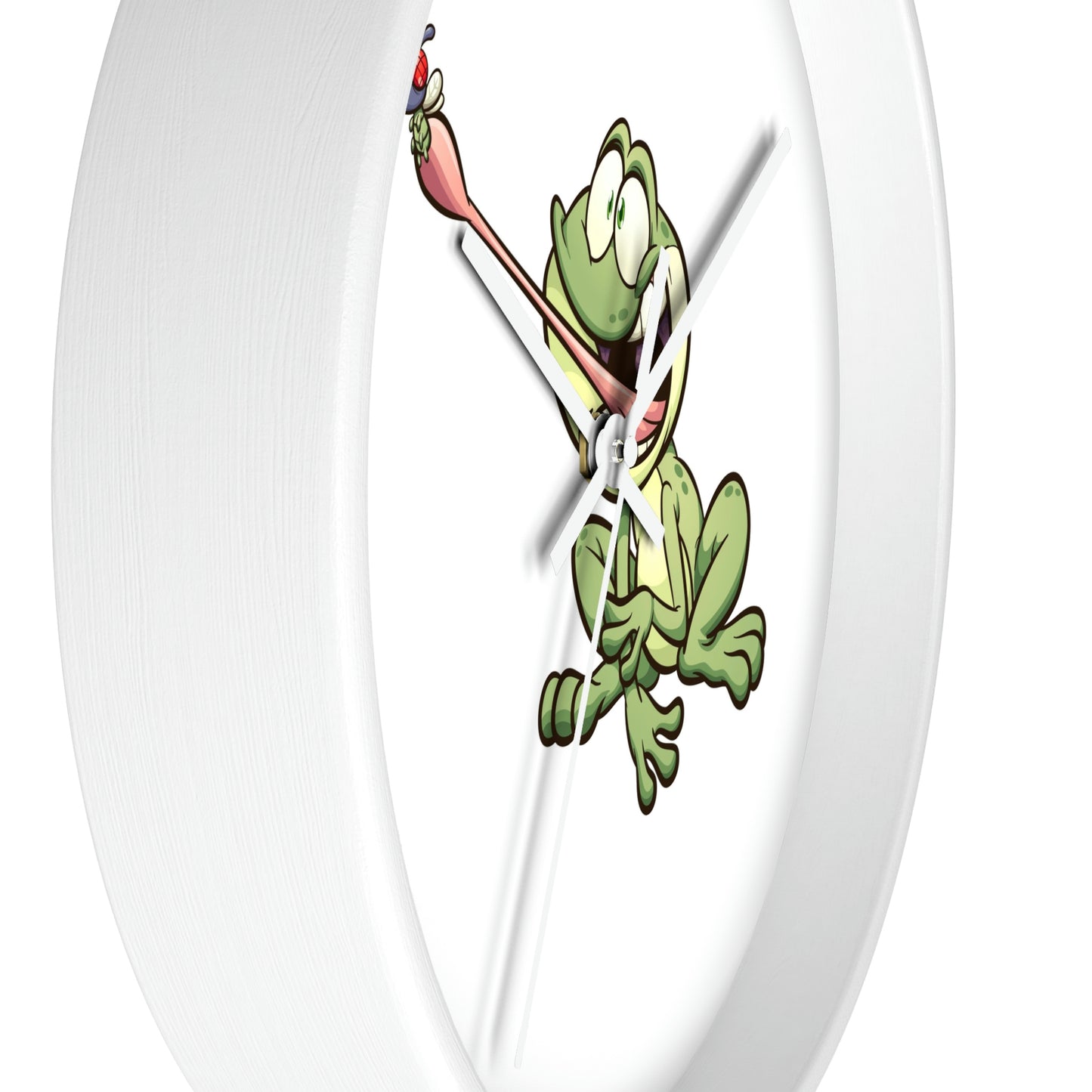 Reloj de pared con forma de rana atrapando un insecto. ¡Ideal para la habitación de los niños! ¡Un gran regalo!