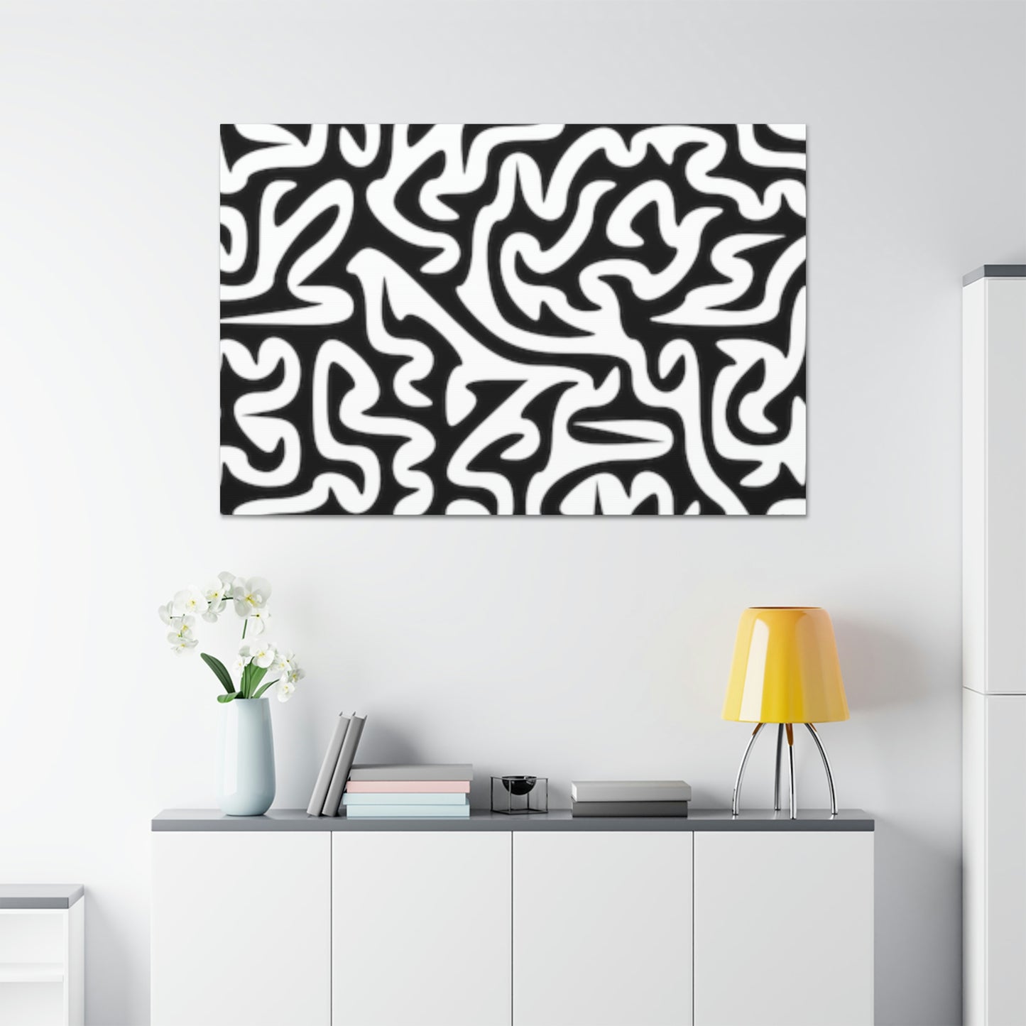 Black White Maze Canvas Stretched, 1.5'' Love My Walls!