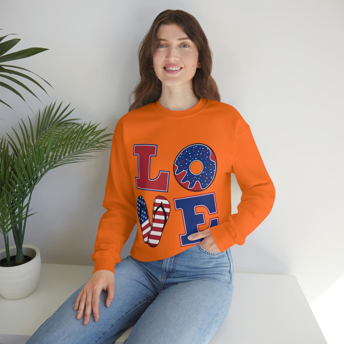 Red White Blue Love Crewneck Sweatshirt Looking Fabulous!