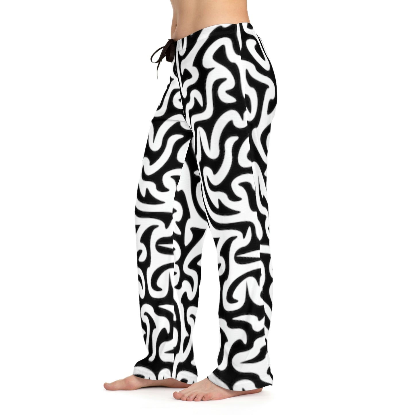 Maze Black White Women's Pajama Pants Having Sleepy Dreams