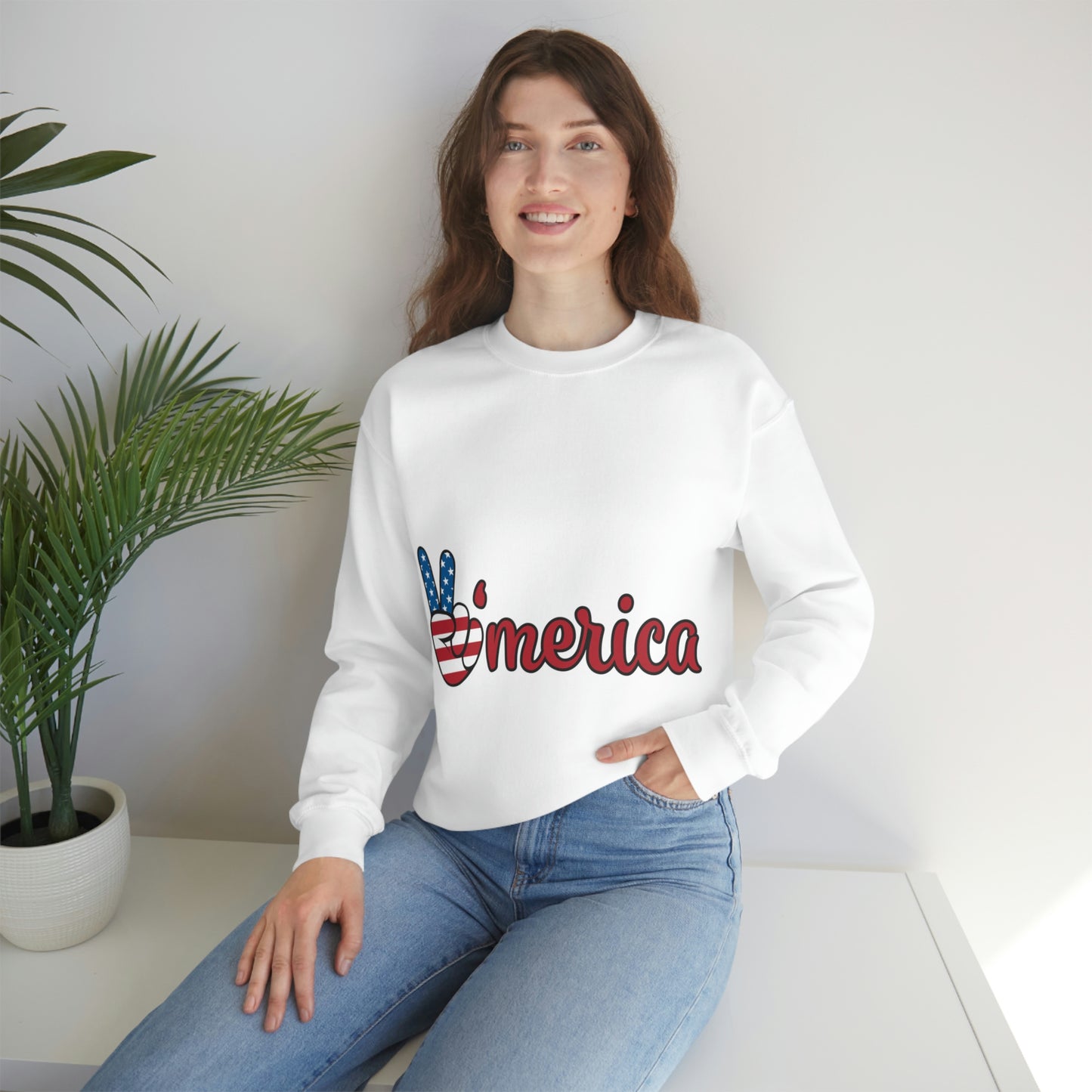 Sudadera de cuello redondo con el símbolo de la paz de Estados Unidos ¡Viajemos juntos!