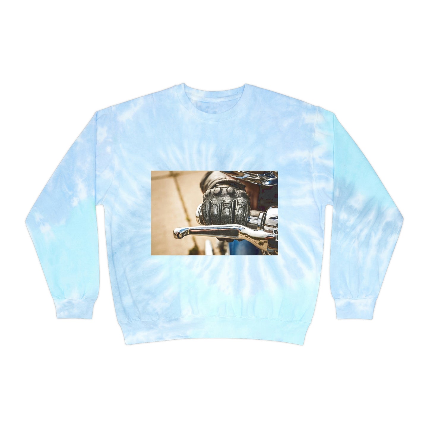 Sudadera unisex con efecto tie-dye y acelerador de motocicleta