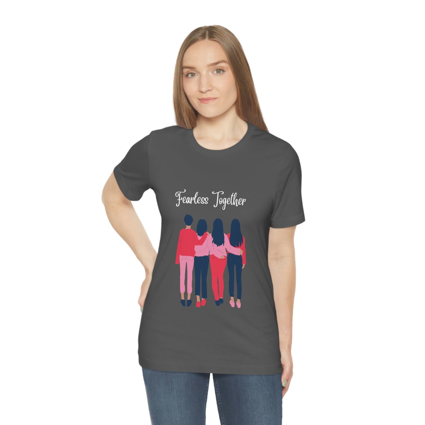 Camiseta unisex de manga corta Fearless Together para relajarse, trabajar, viajar, zoológico, museos, películas 