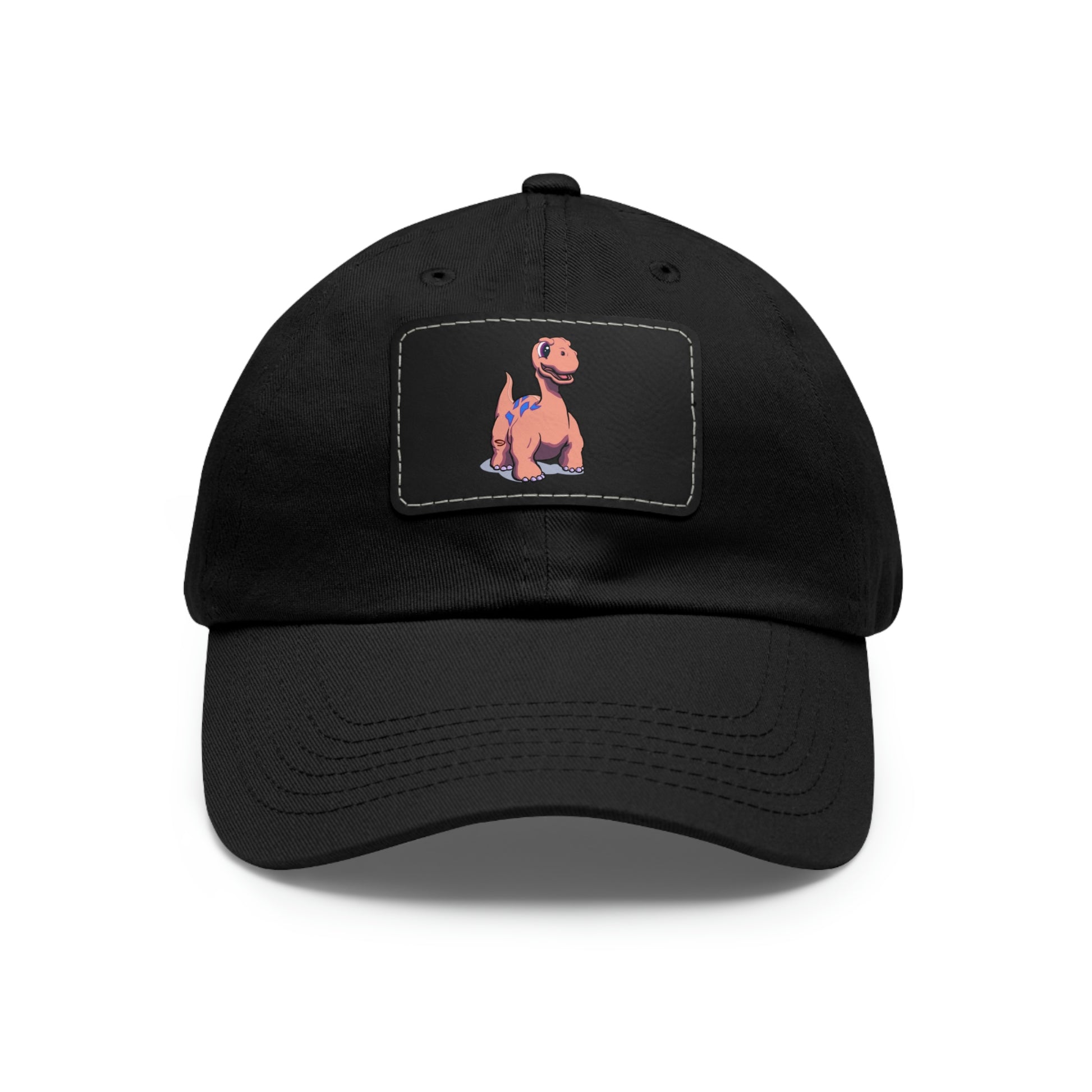 Dinosaur. Dad hat Leather Patch (Rectangle).  Price: $25.00 Custom Artwork. Unique Whimsical Flare. Vivid Colors. Every Dad would love this Hat. Wearing his Hat every day of the week. Helping not to get sunburned in the hot sun and helps keeping his head warm in the winter.