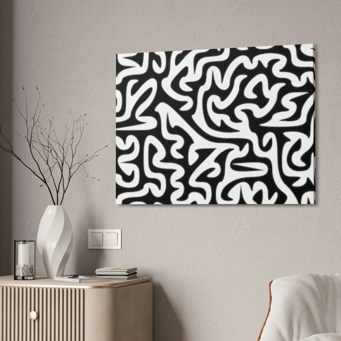 Black White Maze Canvas Stretched, 1.5'' Love My Walls!