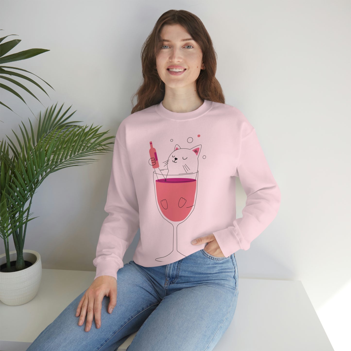 Cat in Wine Cup Drinking Sweatshirt My Sister Would Love This Gift!