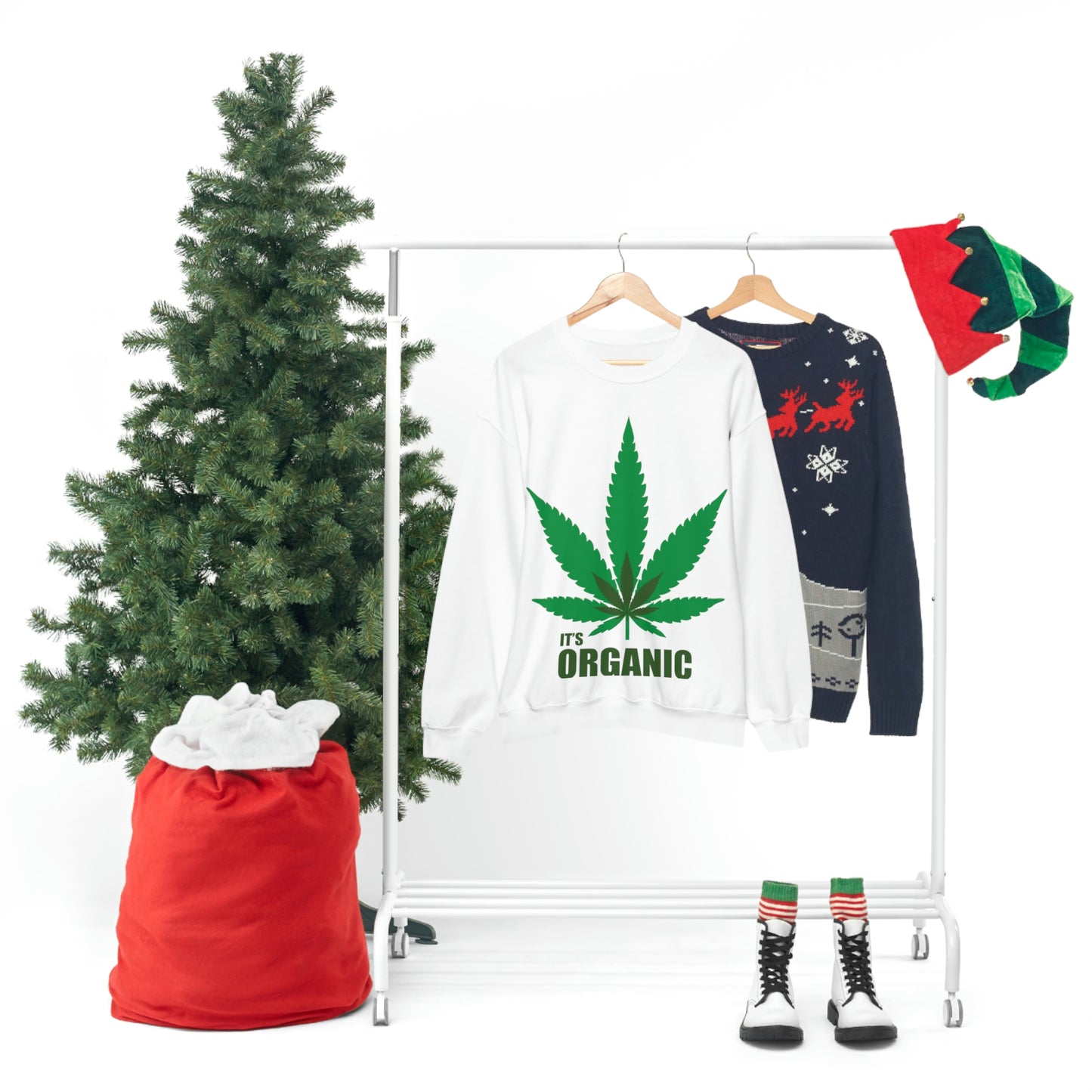 C'est un sweat-shirt à feuilles vertes bio Allons à une fête !